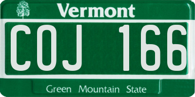 VT license plate COJ166