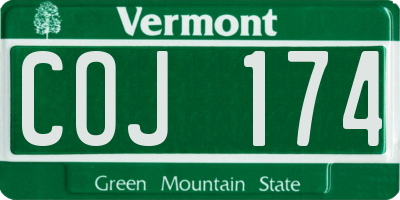 VT license plate COJ174