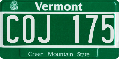 VT license plate COJ175