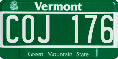 VT license plate COJ176