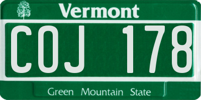 VT license plate COJ178