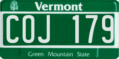VT license plate COJ179