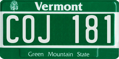 VT license plate COJ181