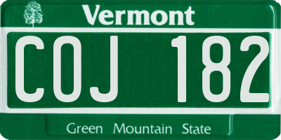 VT license plate COJ182
