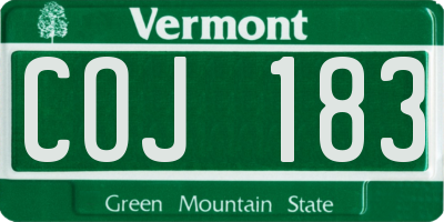 VT license plate COJ183