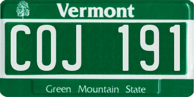 VT license plate COJ191