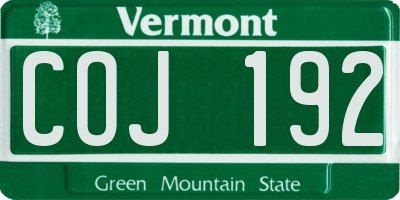 VT license plate COJ192
