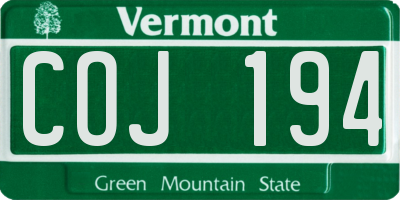 VT license plate COJ194