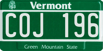 VT license plate COJ196