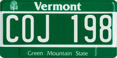 VT license plate COJ198
