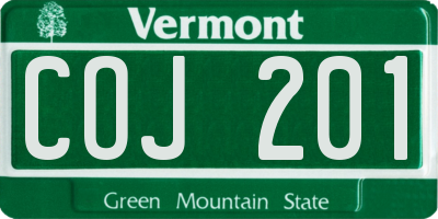 VT license plate COJ201