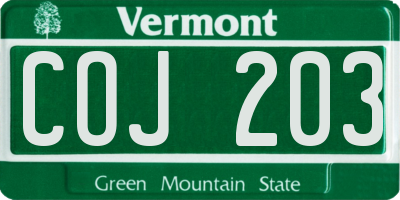 VT license plate COJ203