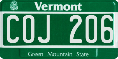 VT license plate COJ206