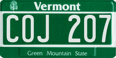 VT license plate COJ207