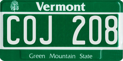 VT license plate COJ208