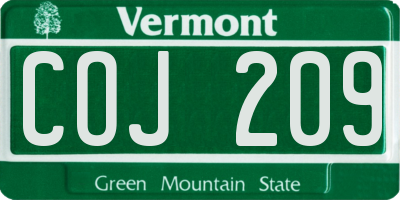 VT license plate COJ209