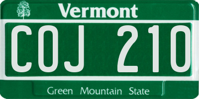 VT license plate COJ210