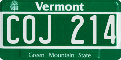 VT license plate COJ214