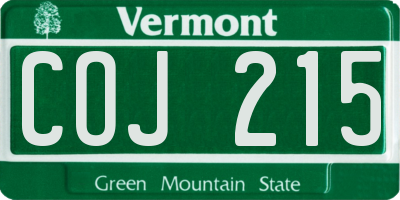VT license plate COJ215
