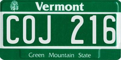 VT license plate COJ216