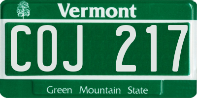 VT license plate COJ217