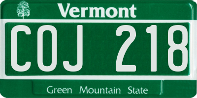 VT license plate COJ218