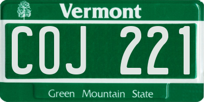 VT license plate COJ221