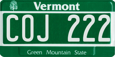 VT license plate COJ222