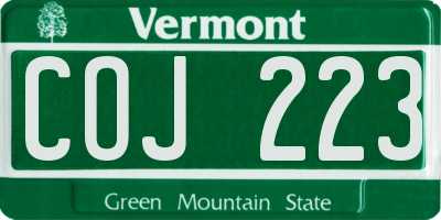 VT license plate COJ223