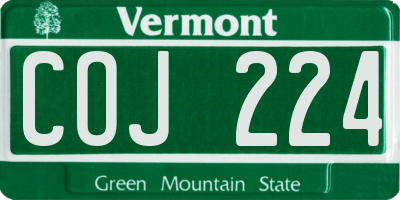 VT license plate COJ224