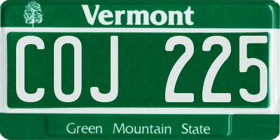 VT license plate COJ225