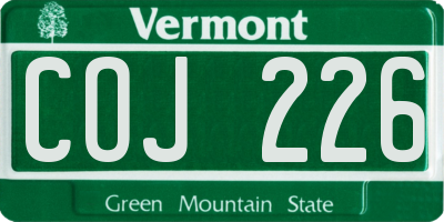 VT license plate COJ226