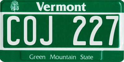 VT license plate COJ227
