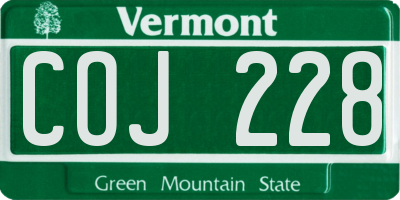 VT license plate COJ228