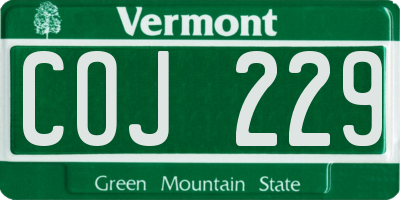 VT license plate COJ229