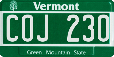VT license plate COJ230
