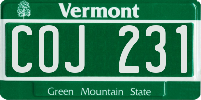 VT license plate COJ231