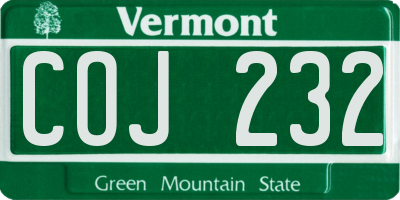 VT license plate COJ232