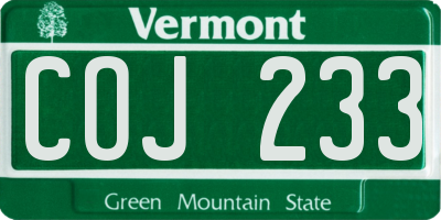 VT license plate COJ233