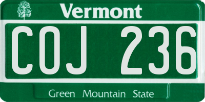 VT license plate COJ236