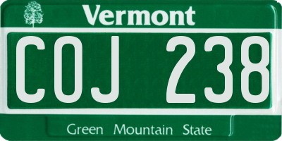 VT license plate COJ238