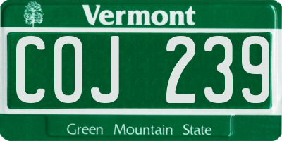 VT license plate COJ239