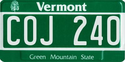 VT license plate COJ240
