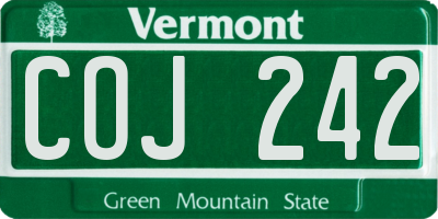 VT license plate COJ242