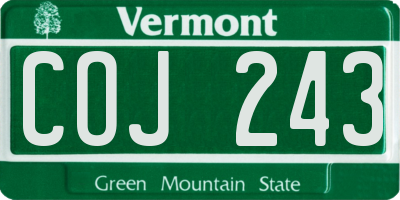 VT license plate COJ243