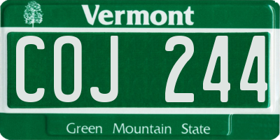 VT license plate COJ244