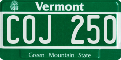 VT license plate COJ250