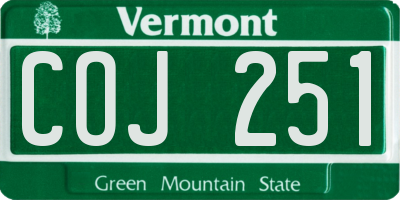 VT license plate COJ251