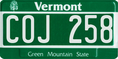 VT license plate COJ258