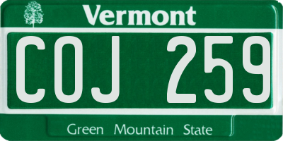 VT license plate COJ259